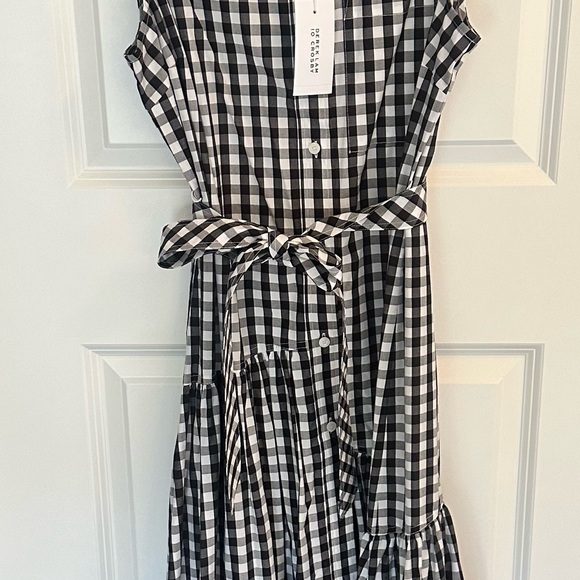 10 Crosby Derek Lam Black and White Checkered Midi Dress - Picture 3 of 4